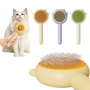 New Arrival Pet Grooming Cat Deshedding Brush Self Clean Pet Dog Massaging Brush For Short and Long Hair Animal