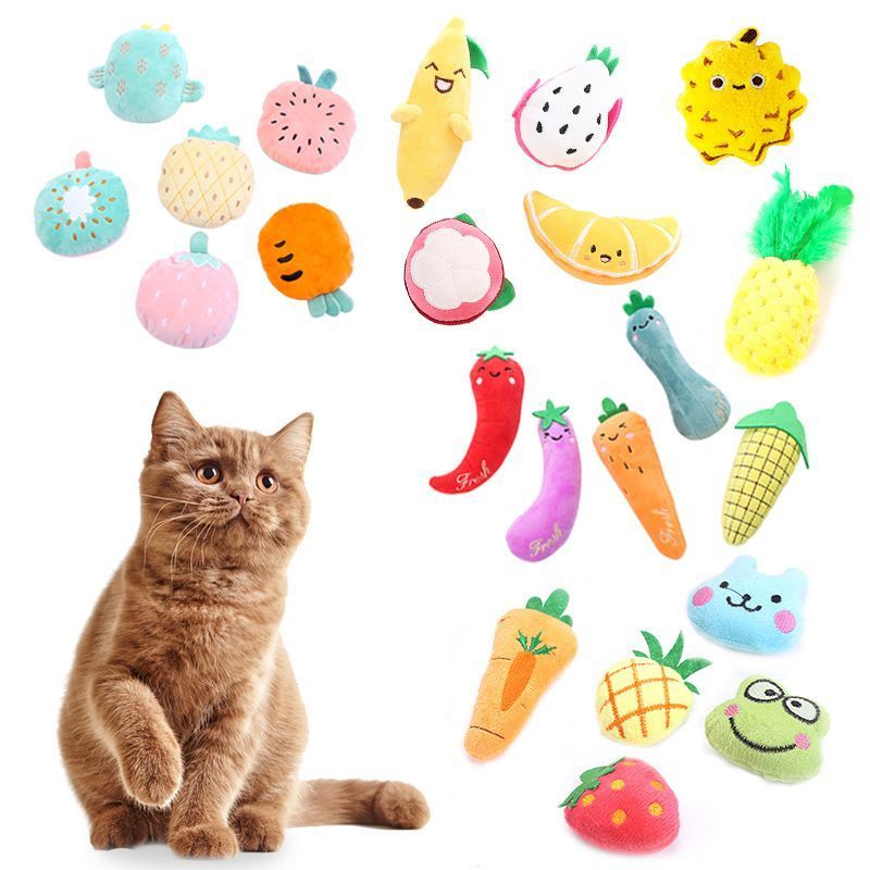 Best Selling Cute Shape Design Chew Plush Interactive Catnip Toys for Indoor Cats Kitten Pillow Toys