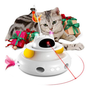 New Arrival Custom 4-in-1 Automatic Smart Cat Toys Interactive Electronic Cat Toy with Laser Feather Teaser Wand Roller Toy