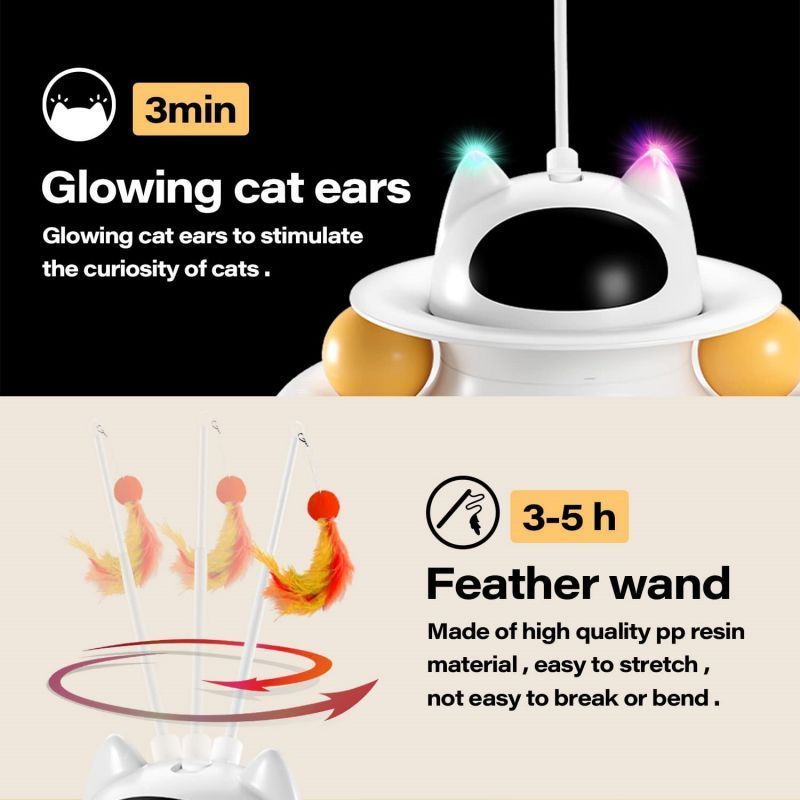 New Arrival Custom 4-in-1 Automatic Smart Cat Toys Interactive Electronic Cat Toy with Laser Feather Teaser Wand Roller Toy