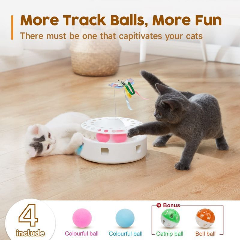 New Arrival 3-in-1 Smart Kitten Toy Butterfly Cat Toys Interactive with Random Moving Ambush Feather Cat Kicker