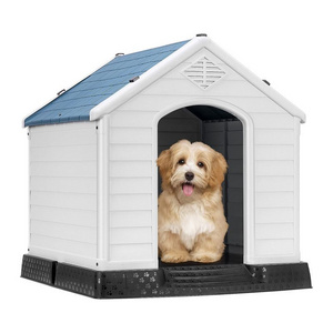 Custom Waterproof Plastic Large Dog Pet House Indoor Outdoor Puppy Kennel with Air Vents and Elevated Floor