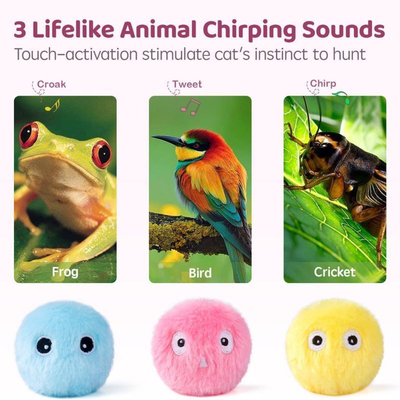 Wholesale Cute Funny Cat Toy Balls Cat Kickers Cat Toys interactive with Lifelike Animal Sounds Chirping