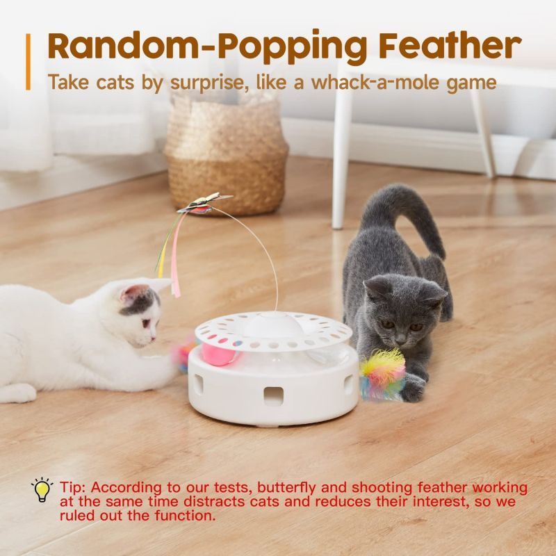 New Arrival 3-in-1 Smart Kitten Toy Butterfly Cat Toys Interactive with Random Moving Ambush Feather Cat Kicker