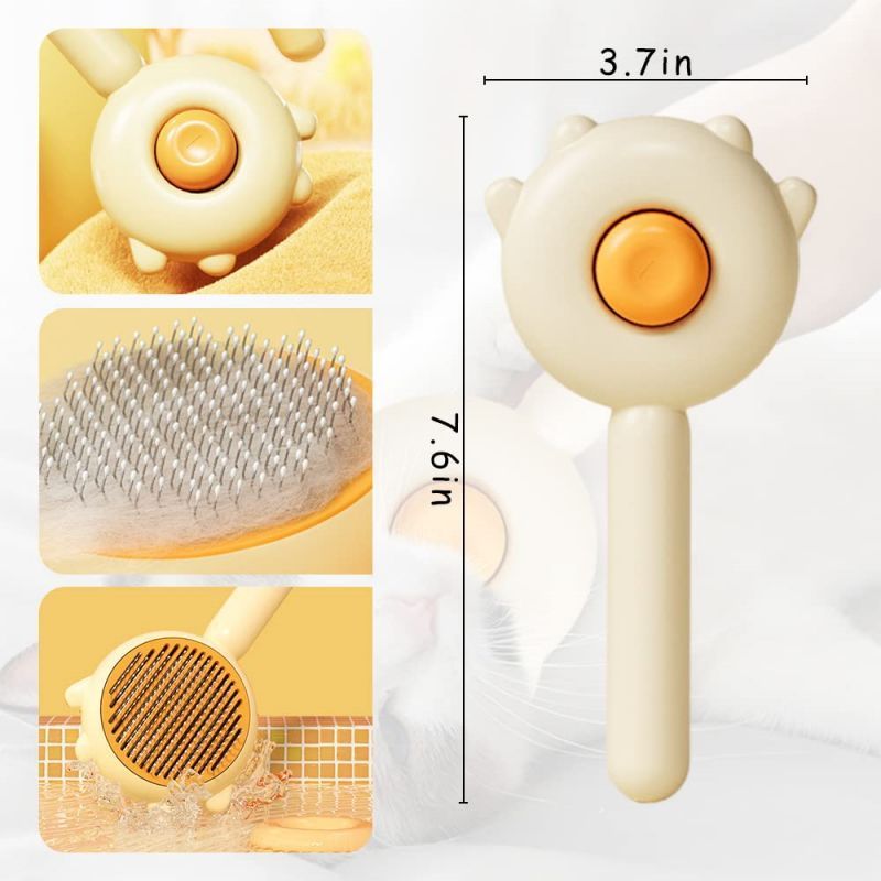 New Arrival Pet Grooming Cat Deshedding Brush Self Clean Pet Dog Massaging Brush For Short and Long Hair Animal