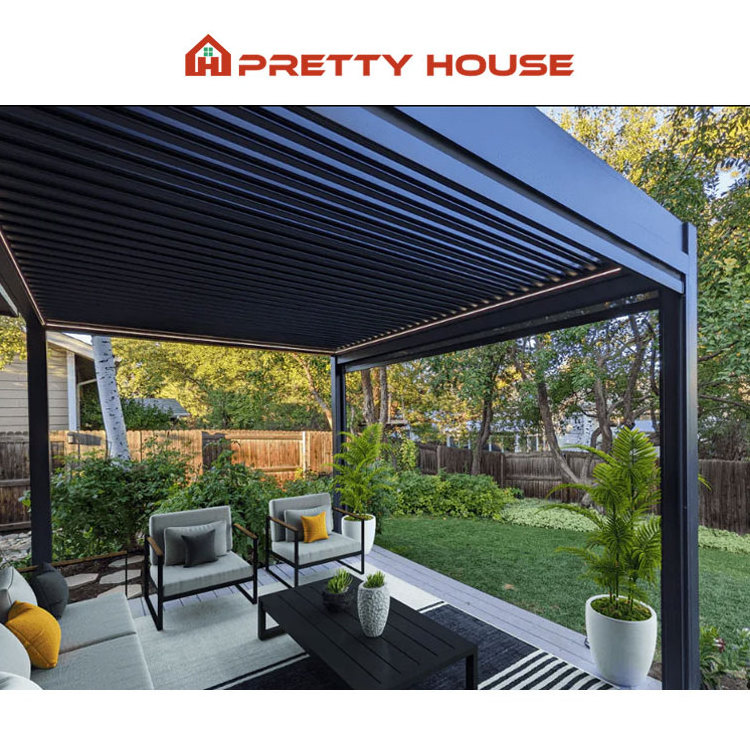 Custom Made Pergola 6x3 m Exterior Modern Gazebos Outdoor Aluminum Pergola with led light