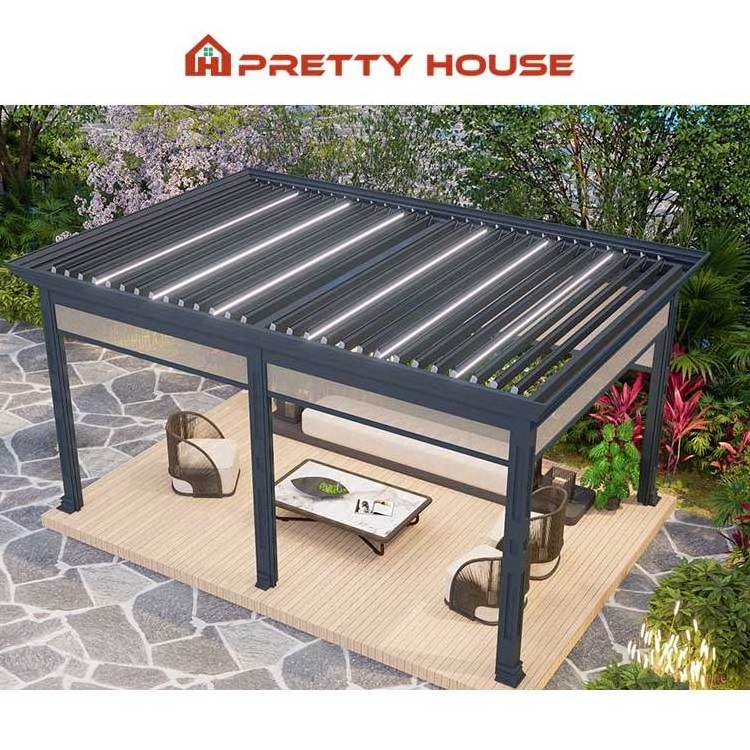 Modern Manual Pergola Design Bioclimatique System 3x3 3x4 4x3 4x6 Gazebo Garden Backyard Waterproof Pergola