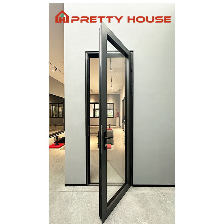 Exterior Front French Doors Double LowE Glass Thermal Break Aluminum Swing Double Door