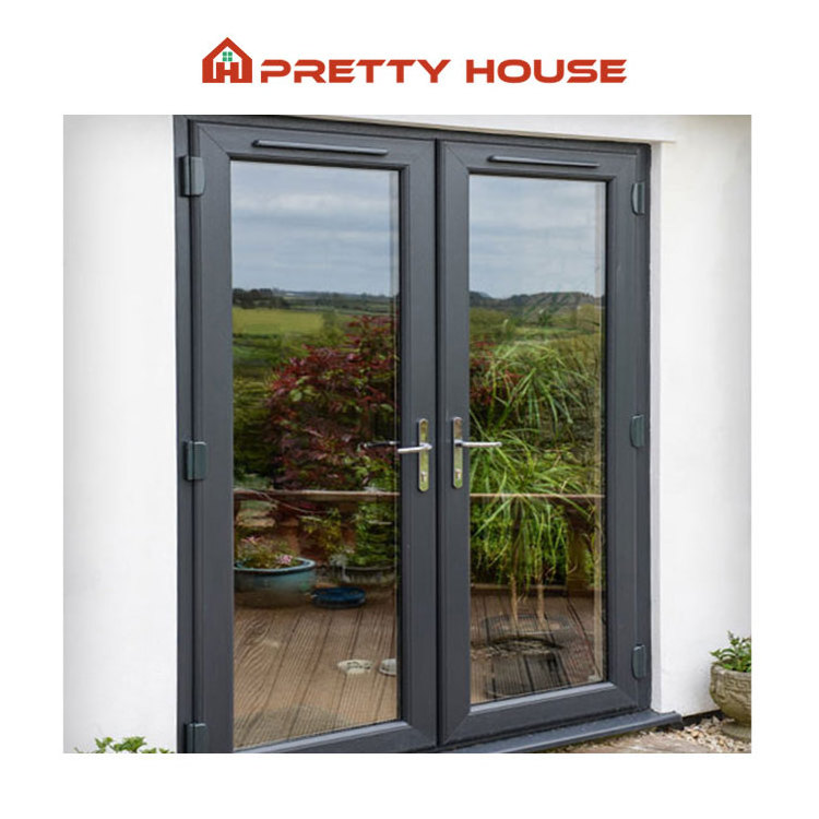 Exterior soundproof thermal break hinged swing door low E glass double aluminum casement doors