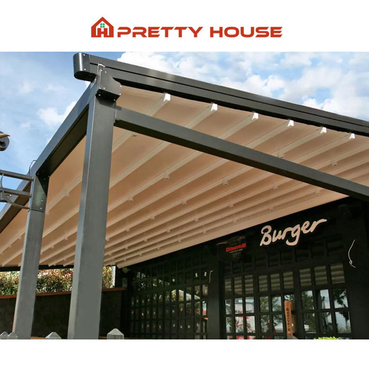 Install Easily Outdoor folding electric gazebo retractable roof awning systems canopy roofing aluminum gazebo