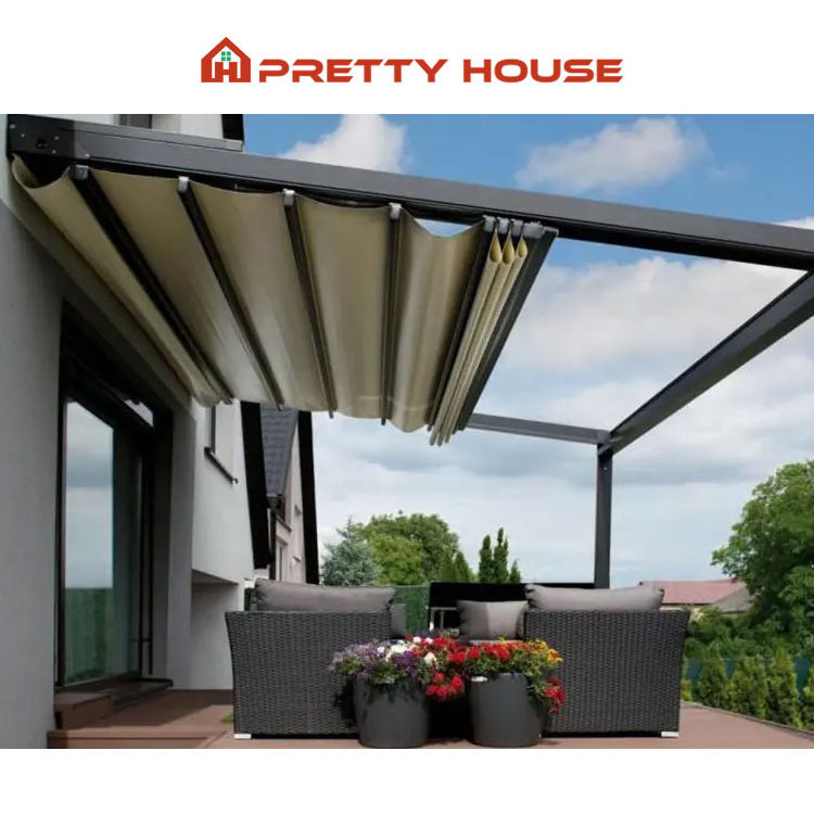 Install Easily Outdoor folding electric gazebo retractable roof awning systems canopy roofing aluminum gazebo