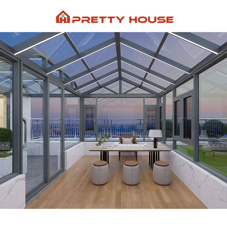 Modern Conservatory  Free Standing Four Seasons Glass House Outdoor Aluminum Solarium Sunrooms