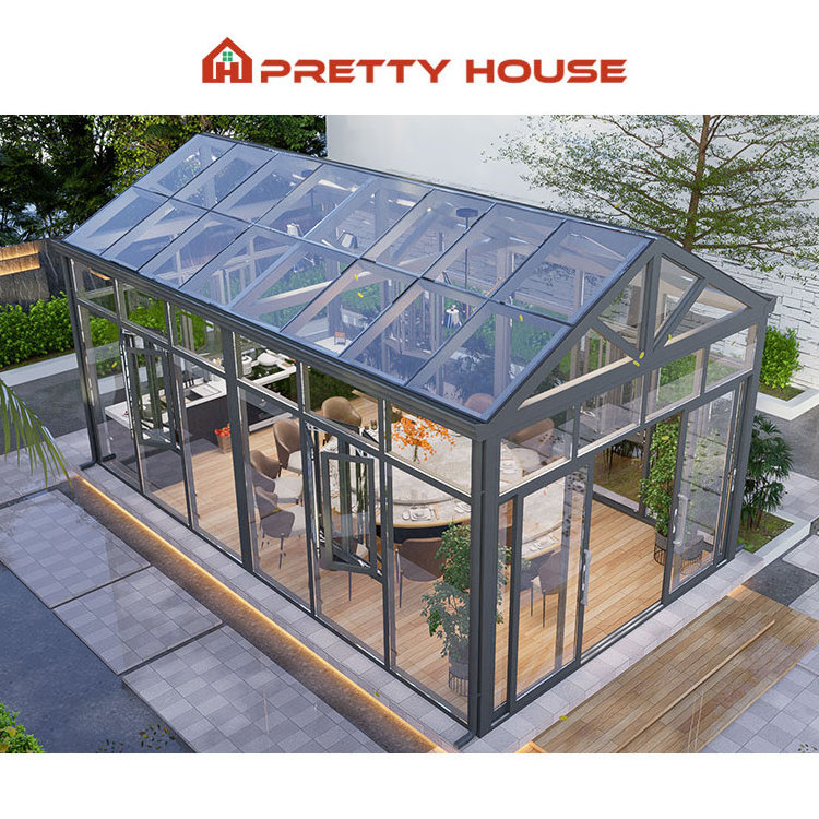 Prefabricated Conservatory Sunroom Four Season Triangle Roof House Extension Sunrooms Glass Houses