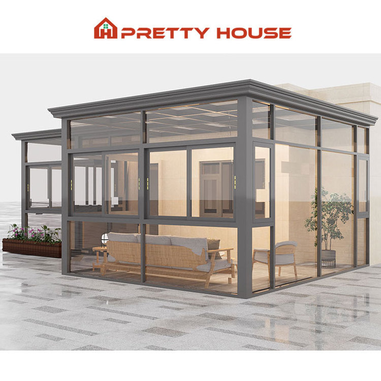 Customized winter garden solarium tempered glass house conservatory sunroom for sale