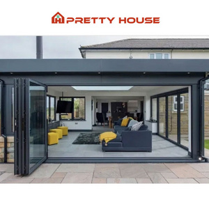 Canada standard impact proof thermal break glass bifold doors aluminum soundproof cold insulated accordion folding door