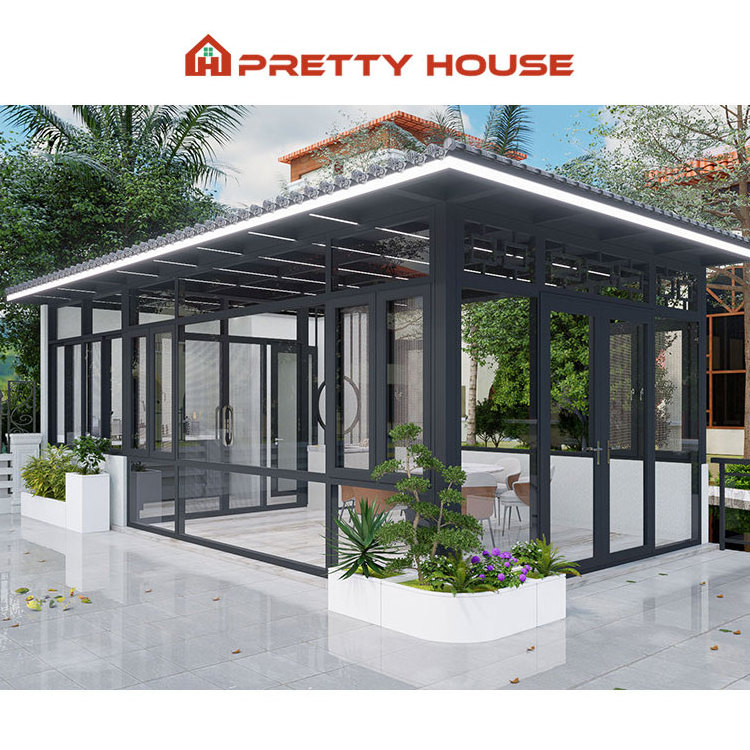 Prefabricated Conservatory Sunroom Four Season Triangle Roof House Extension Sunrooms Glass Houses