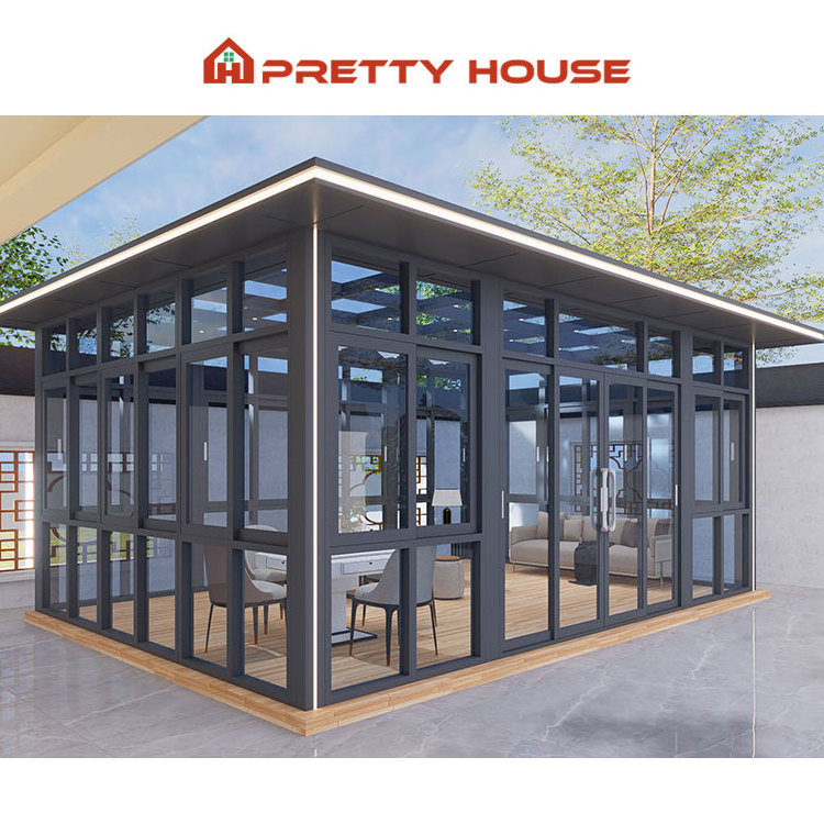 Modern Conservatory  Free Standing Four Seasons Glass House Outdoor Aluminum Solarium Sunrooms