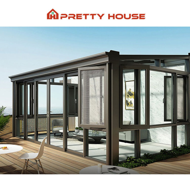 Modern Conservatory  Free Standing Four Seasons Glass House Outdoor Aluminum Solarium Sunrooms