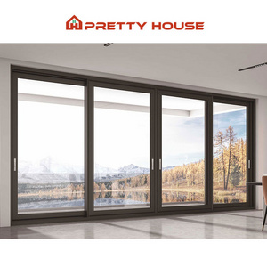 Popular Modern Custom Thermal Break Retractable Triple Glass Trackless Aluminum Glass Sliding Door