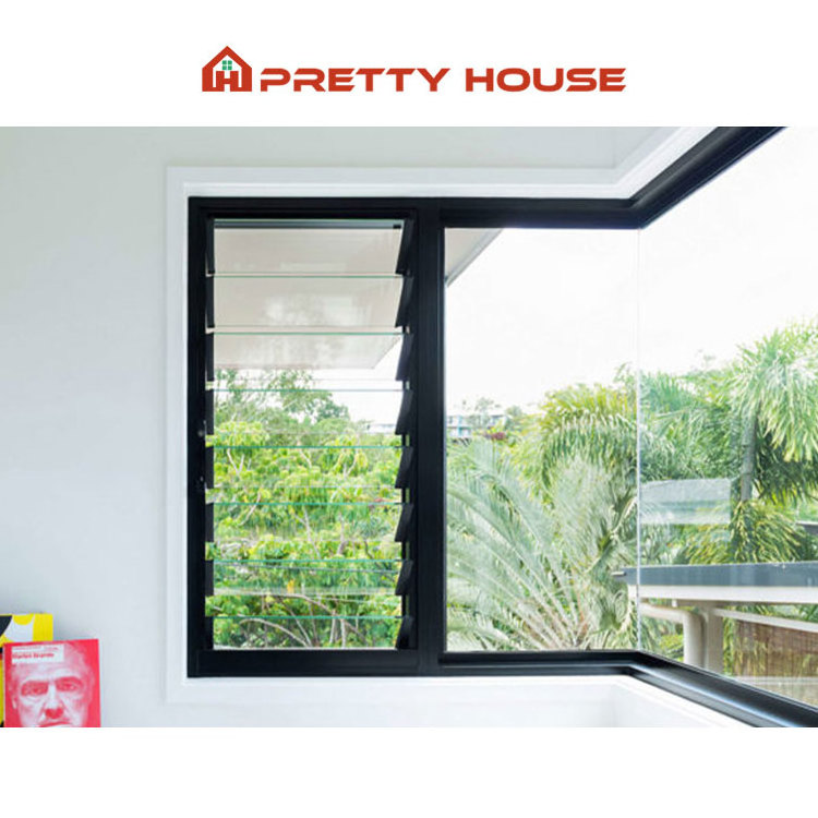 Modern Ajustable Vertical Glass Louver Window Modern Aluminium Frame Glass Fixed Louvre Jalousie Windows With Flyscreen