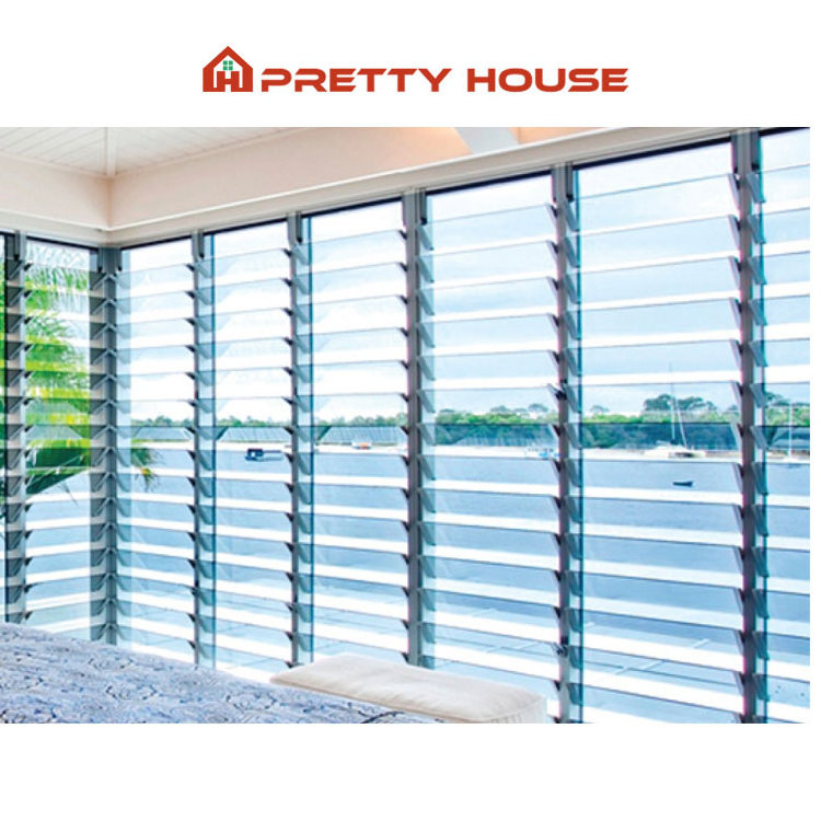 Modern Ajustable Vertical Glass Louver Window Modern Aluminium Frame Glass Fixed Louvre Jalousie Windows With Flyscreen