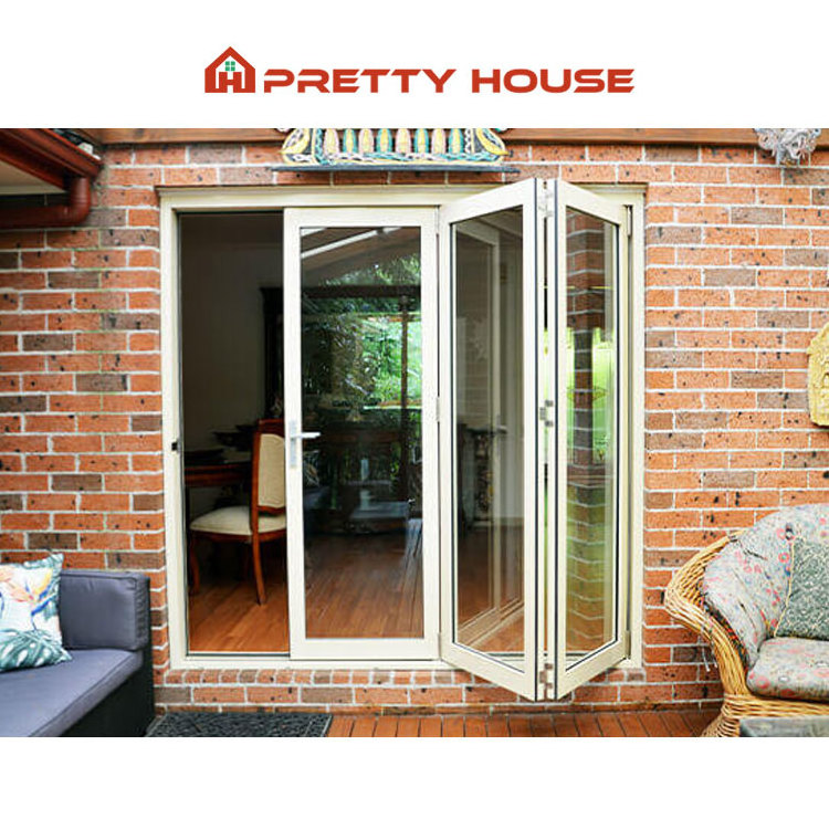 American NFRC Commercial Aluminum Patio Accordion Folding Doors Veranda Double Glazed Exterior Bifold Doors