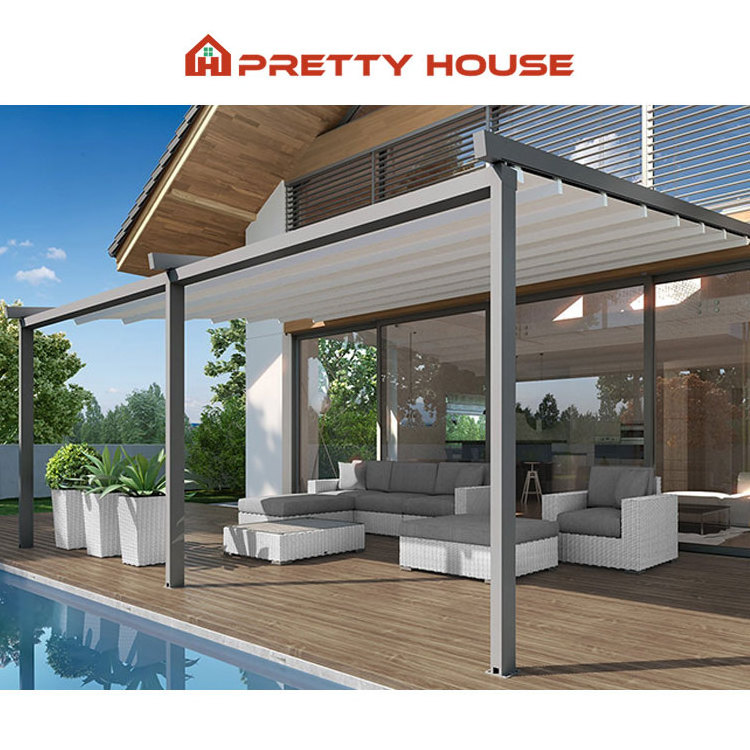 PVC Fabric Terrace Sunshade Awning Motorised Folding Patio Awning Retractable Roof