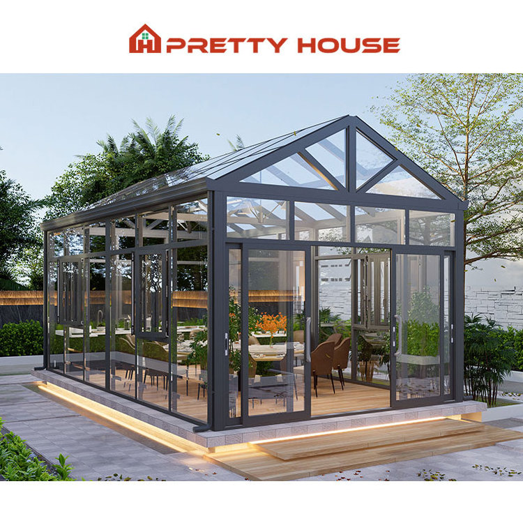 12 x 20 Outdoor Garden Backyard Aluminium Lowe Sunrooms Prefab Glass House Sunroom for sale