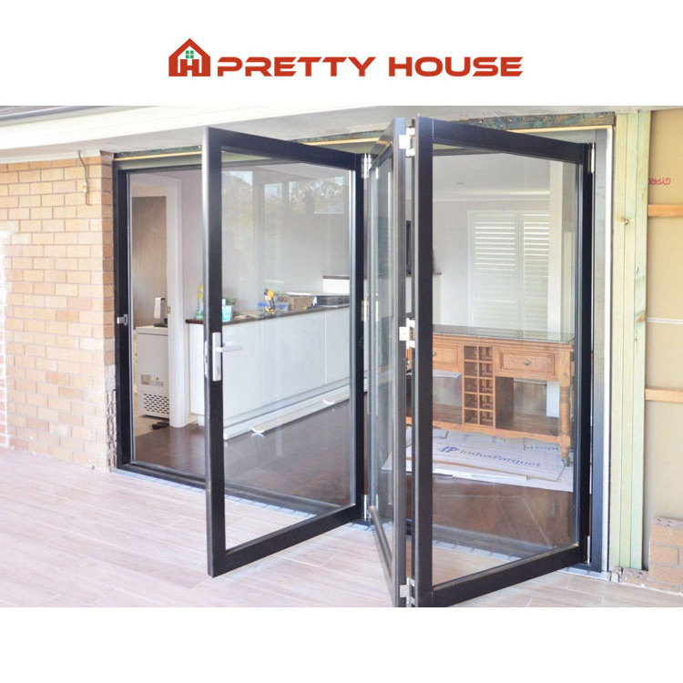 Canada standard impact proof thermal break glass bifold doors aluminum soundproof cold insulated accordion folding door