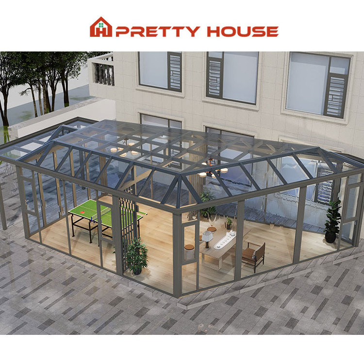 Outdoor 8x8 Sunroom Prefab 4 Season Aluminum Portable Veranda Sunroom with window and door