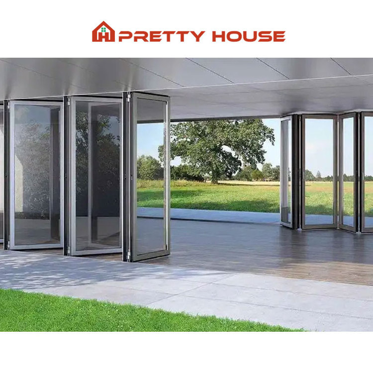 Canada standard impact proof thermal break glass bifold doors aluminum soundproof cold insulated accordion folding door