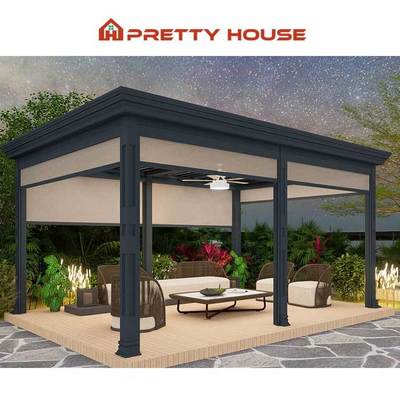 Opening Louver Roof Motorized Sunshade House Waterproof Aluminum Gazebo Outdoor Pergola With Adjustable Roof