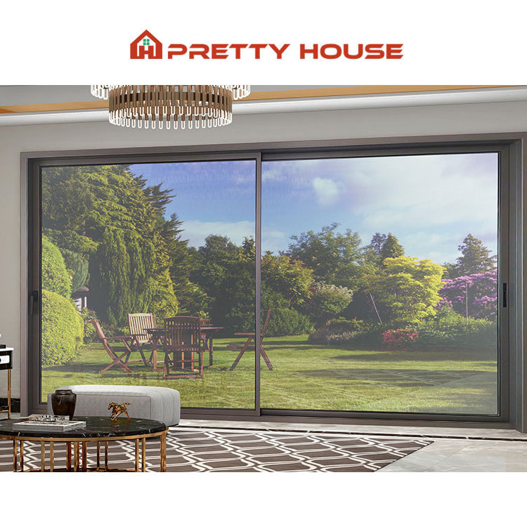 Popular Modern Custom Thermal Break Retractable Triple Glass Trackless Aluminum Glass Sliding Door