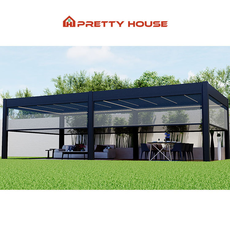 Customized Heavy Duty Waterproof Motorized Louvre Roof Pavilion Canopy Motorized Waterproof Pergola Opening Louvers Roof Gazebo