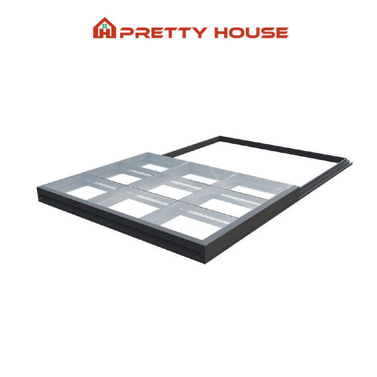 Double Tempered Glass Retractable Skylight System For Aluminium Skylights Sliding Glass Roof Window