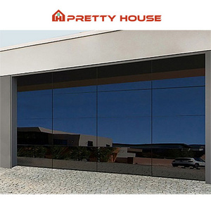 USA Modern Full View Garage Door Black Frameless Glass Aluminum Roll Up Garage Doors