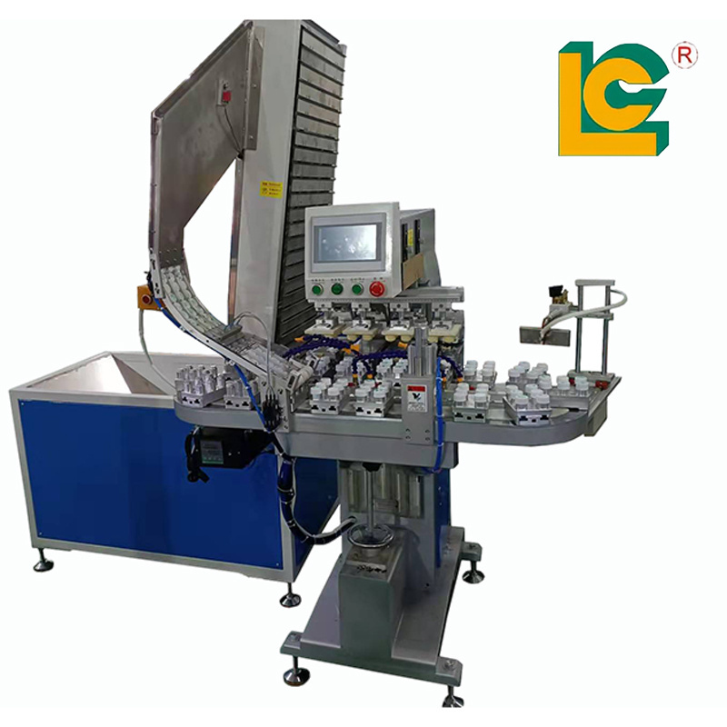 Plastic Cap Printing Machine Automatic Multi-Color Water Bottle Cover Pad Printing Machine Equipment With Conveyor