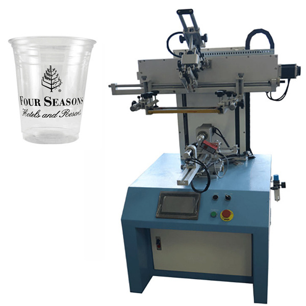 LC glass bottles logo PLC servo system screen printer machine bottle print machine with color sensor for plastic cup