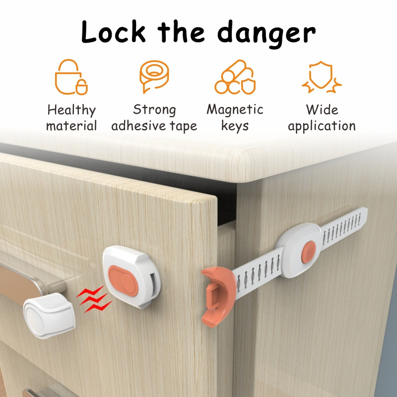 2024 Adhesive safety lock Child Safty Lock Multi Function Adhesive Safety Latches Locks for Fridge