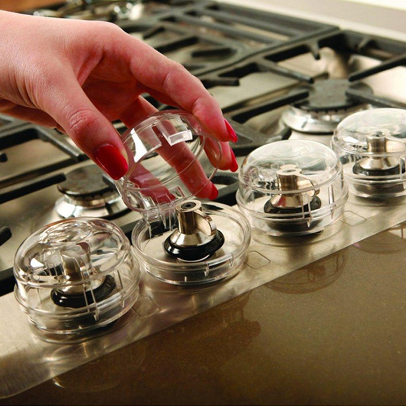 Wholesale double button transparency plastic baby proofing stove&knob cover for kitchen