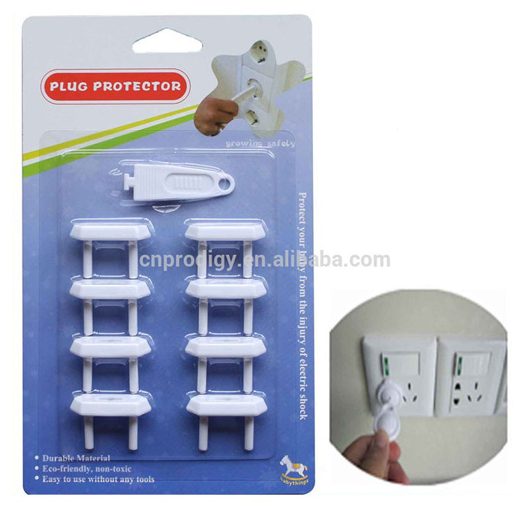 White Electric Socket Outlet 2 Plugs Safety Cover Protectors for Kids In Front