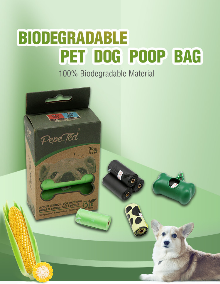 Manufacture eco friendly corn starch biodegradable dog excrement waste bag compostable doggie pet dog poo poop bags