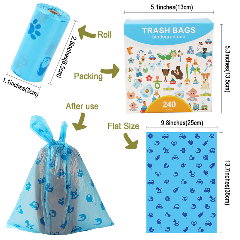 Biodegradable dog Doggie excrement poo sack poop bags supplies manufacturers compostable pet garbage dog waste bags in roll