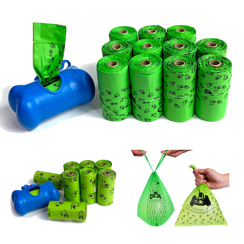 Custom scented fragrance fully bio degradable compostable pet dog large plastic waste poo poop bags for doggy