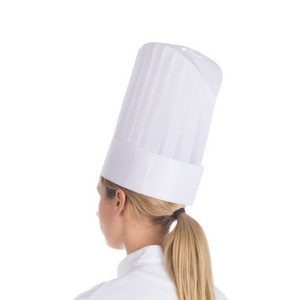 Disposable round top non woven sushi chef man woman adjustable baking kitchen cook hat with toque custom