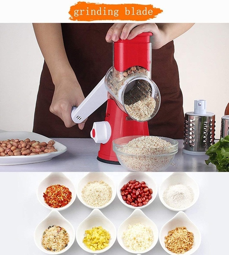 Rotary Handheld Vegetable Slicer Cheese Grater with Suction Cup Feet