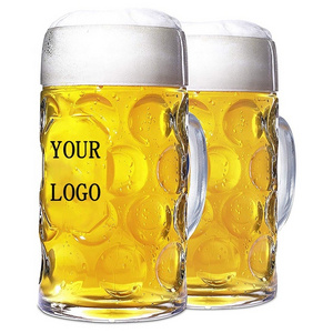 Custom Logo 1L Oktoberfest German Beer Mug Plastic Classic German Beer Stein with Dimpled