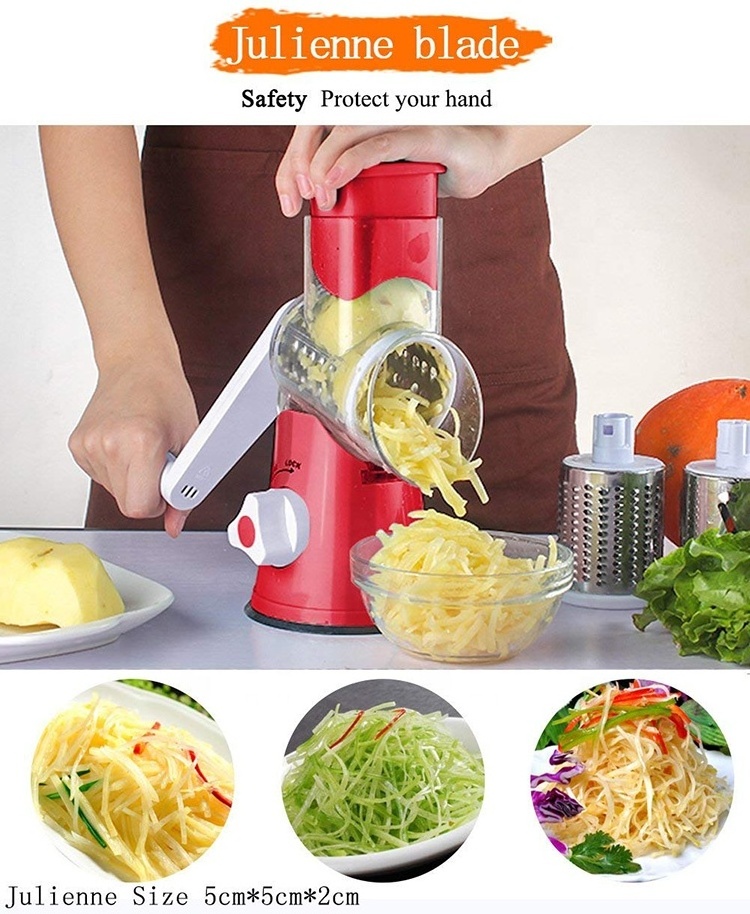 Rotary Handheld Vegetable Slicer Cheese Grater with Suction Cup Feet