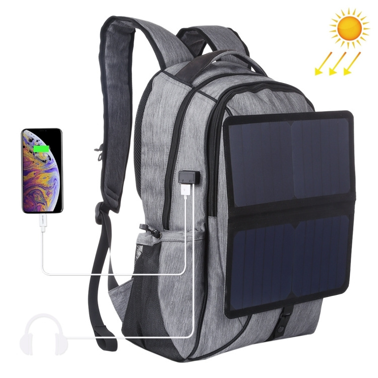 High Quality HAWEEL 14W Foldable Removable Solar Power Outdoor Portable Canvas Dual Shoulders Laptop Backpack Outdoor Backpack