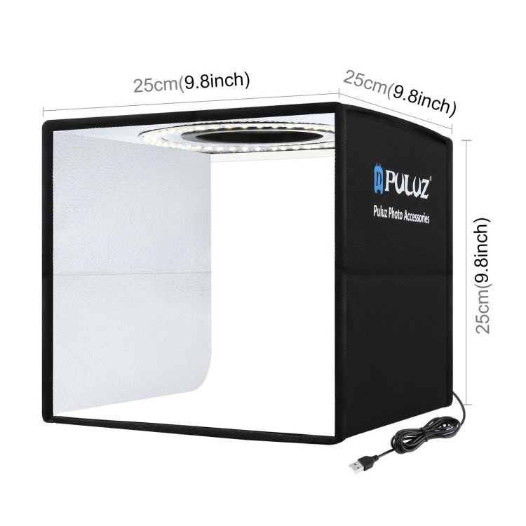 Portable Puluz 25cm Led Picture Frame Cube Light Box Photographic Equipment Foto Softbox Mini Photo Studio Accessories Shot Box